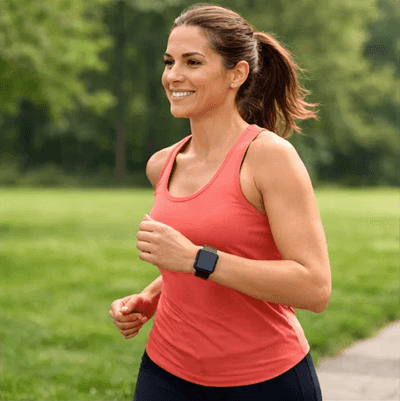 Mother jogging safely